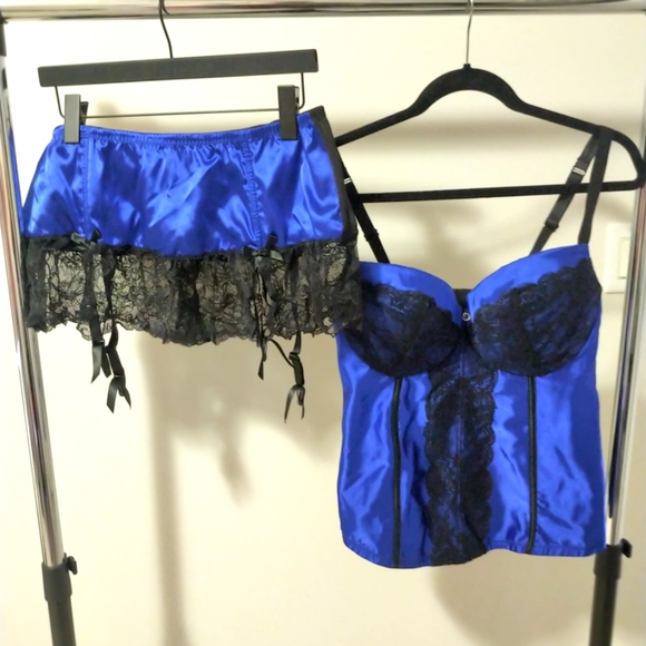 Cacique Satin & Lace Bustier / Corset & Garter Skirt Set Sz 18/20 - Picture 5 of 16